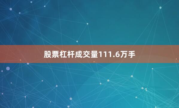 股票杠杆成交量111.6万手